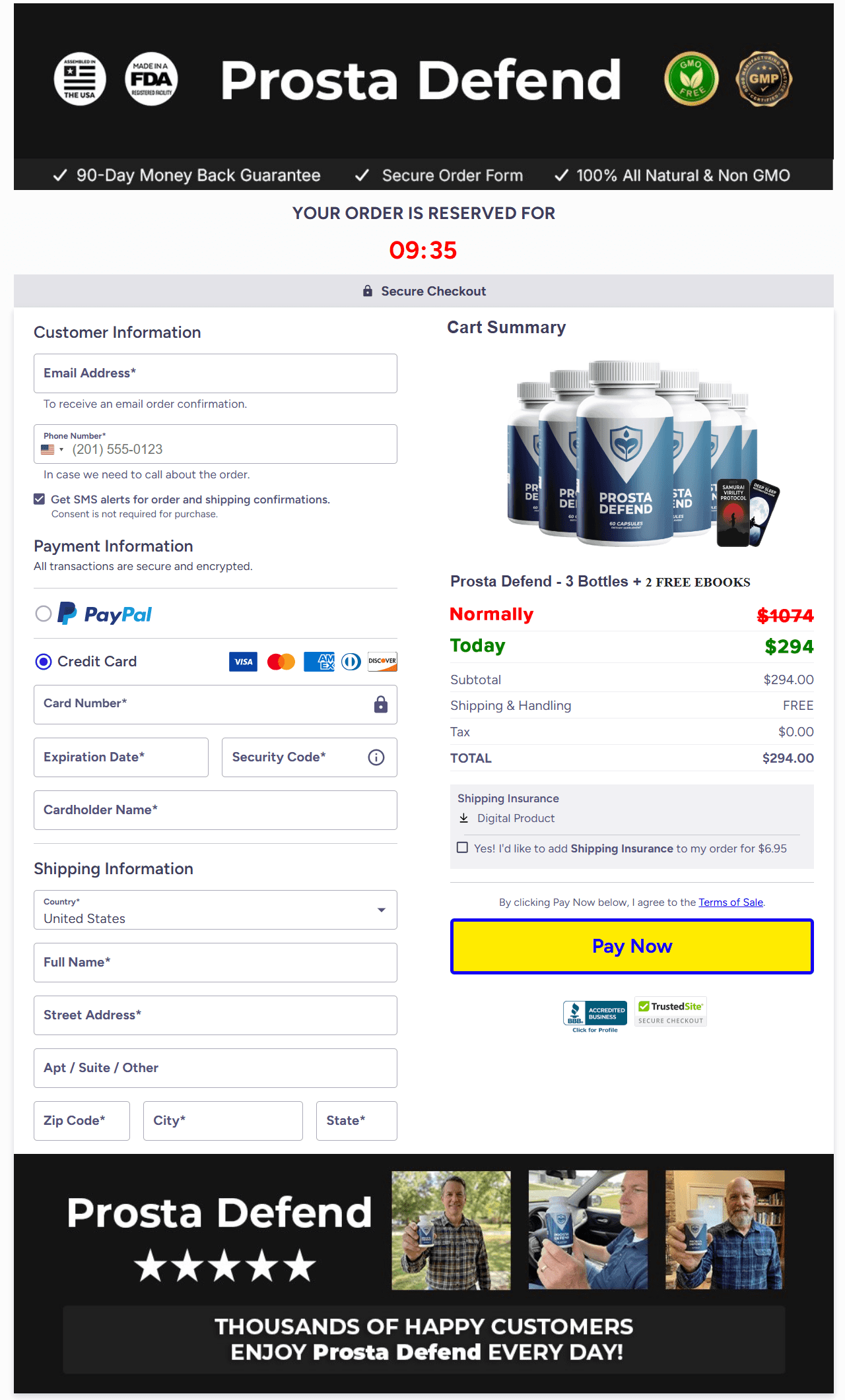 Prosta Defend Order Form